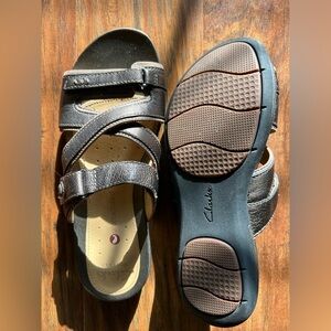 Clarks Artisan Unstructured Bronze Metallic Leather Sandals